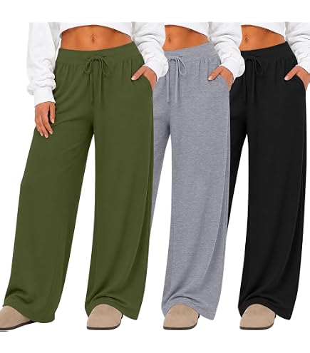 Amazon.com: Evervibe 4 Pack Women's Plus Size Pants, Wide Leg