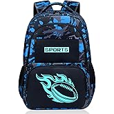 Fitvc Glow in The Dark Backpack for Boys - Ameriacan Football Boys Backpack for Kids Children Teens Elementary Middle School - 17″ Sports Bookbag Travel Back Pack for Age 6-18