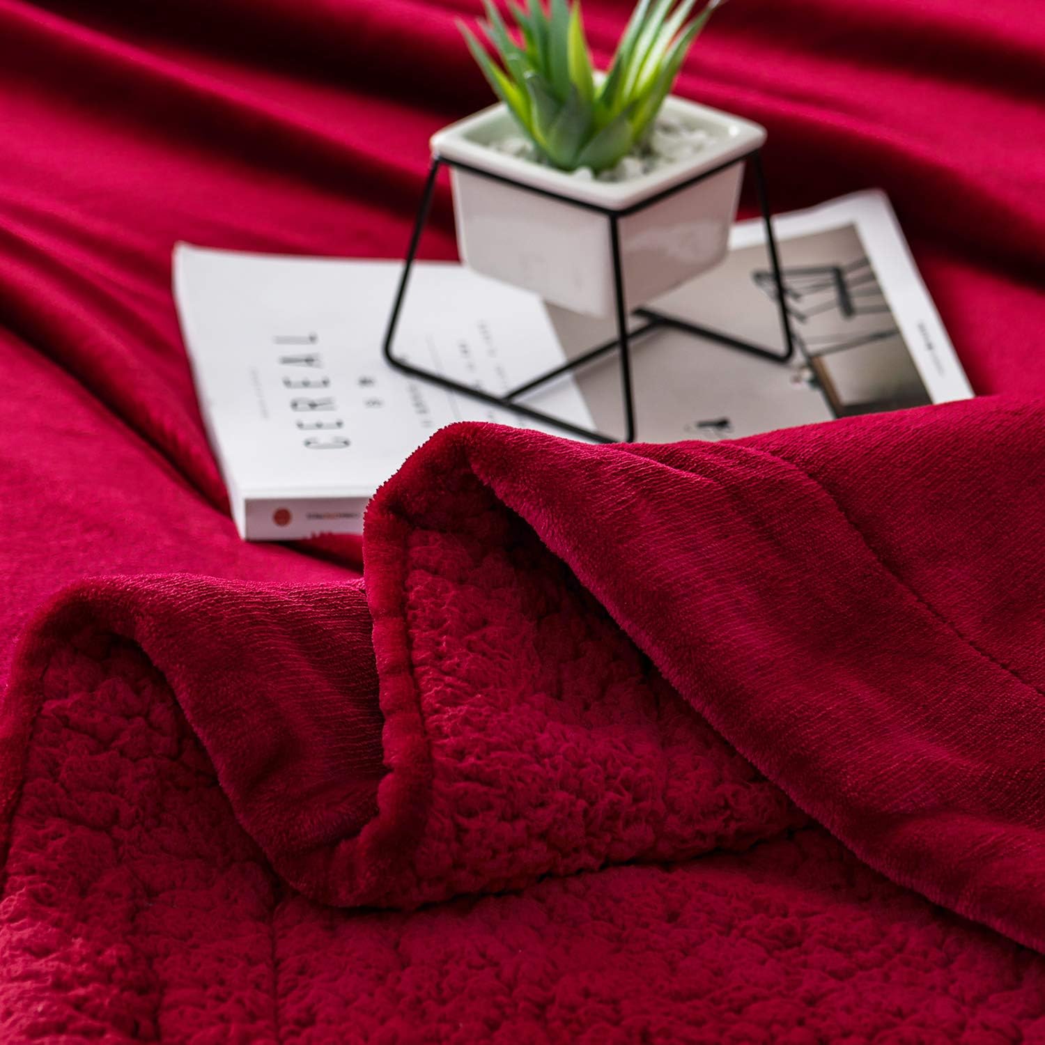 Anjee Sherpa Fleece Throw Blanket, Double-Sided Super Soft Reversible Bed and Couch Blanket - Image 3