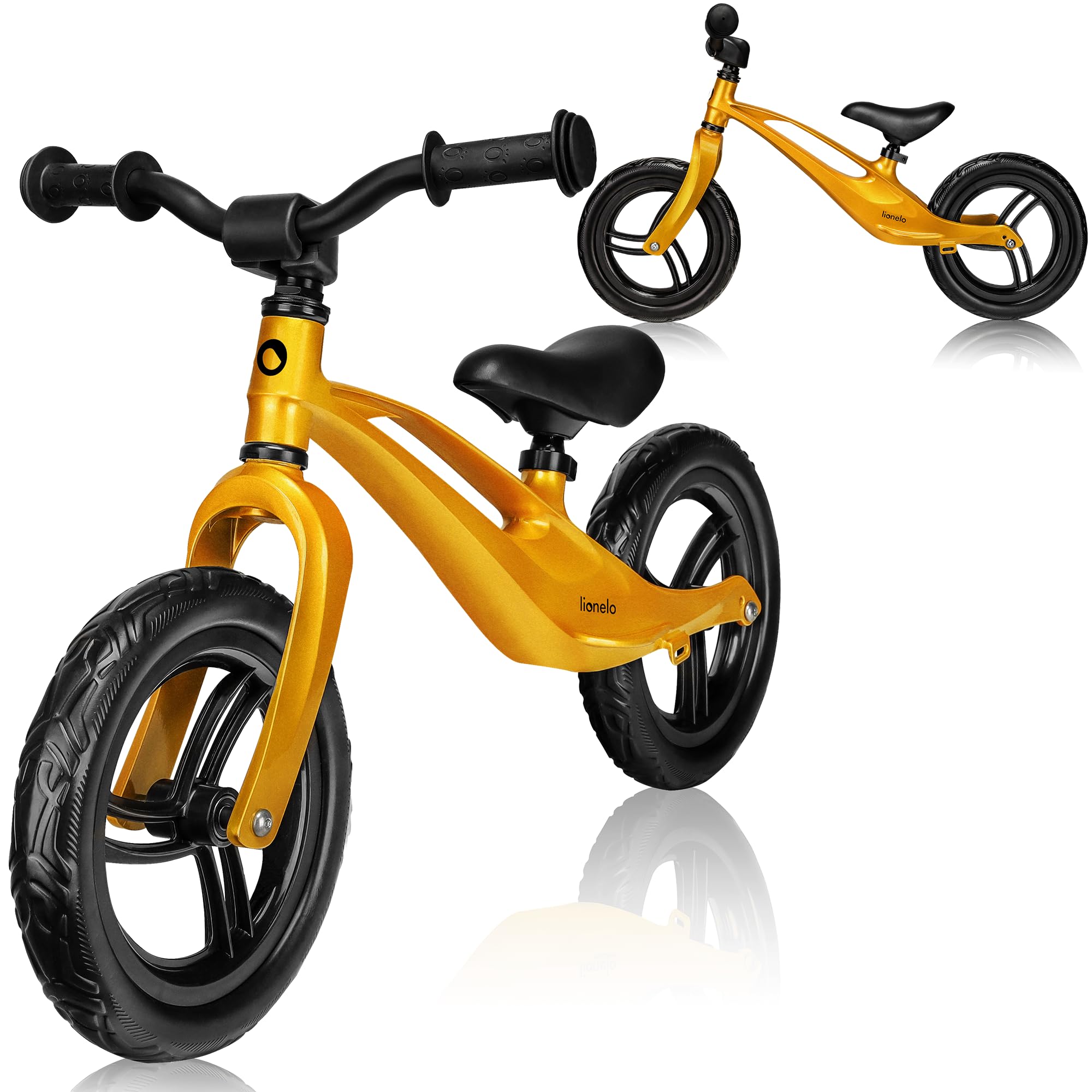 lionelo 12'' Balance Bike BART for kids 2 Years old, Up to 30kg, Lightweight, Adjustable Seat & Handlebar, 12 inch wheels with EVA Foam Tires, Training Bicycle No Pedal, for Boys & Girls