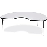 Berries Jonti-Craft 6423JCE180 Kidney Activity Table, E-Height (15"-24" Adjustable Height), 48" x 72", Gray/Black/Black