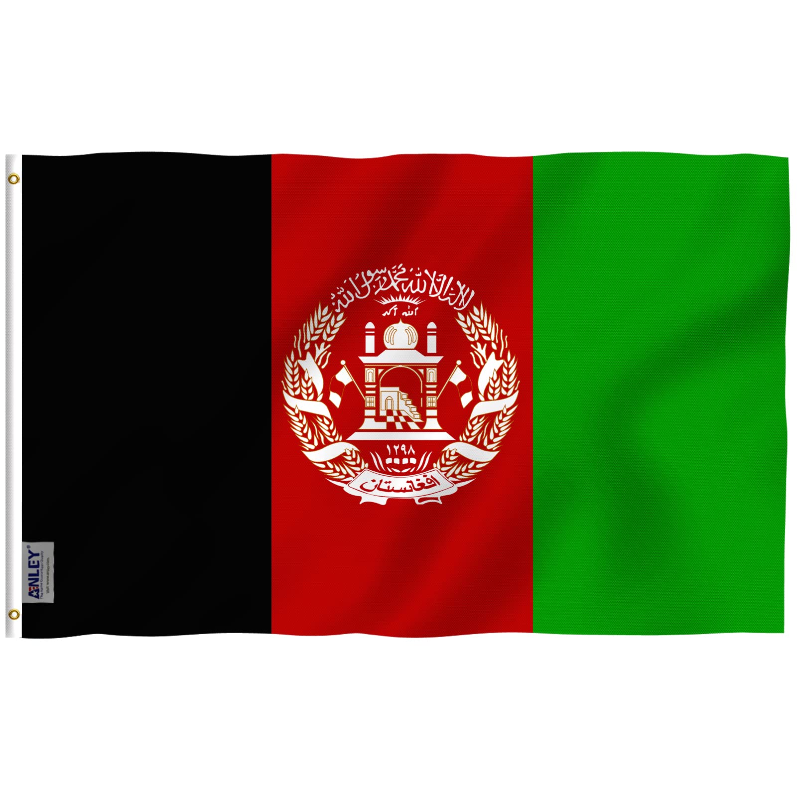 Anley Fly Breeze 3x5 Feet Afghanistan Flag - Vivid Color and Fade proof - Canvas Header and Double Stitched - Afghan Flags Polyester with Brass Grommets 3 X 5 FT