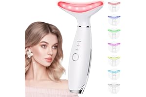 Dopsikn 7 Color Galvanic Machines - Red Light Therapy for Face and Neck, Face Massager Tool for Wrinkles, Double Chin, Vibrating Facial Massager with Thermals, White