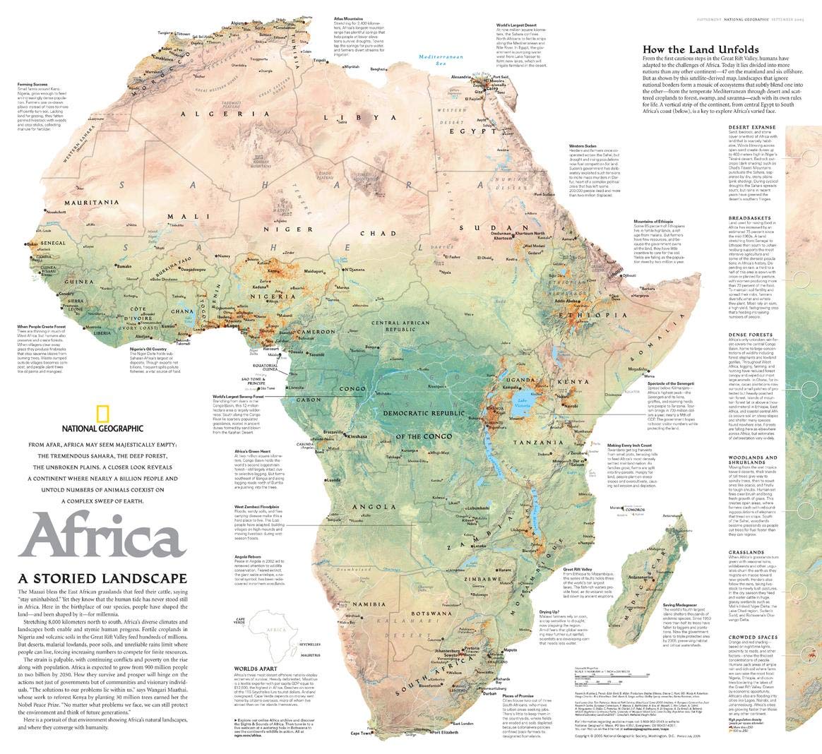 National Geographic: Africa Wall Map, A Storied Landscape - 24.25 x 22.25 inches - Laminated