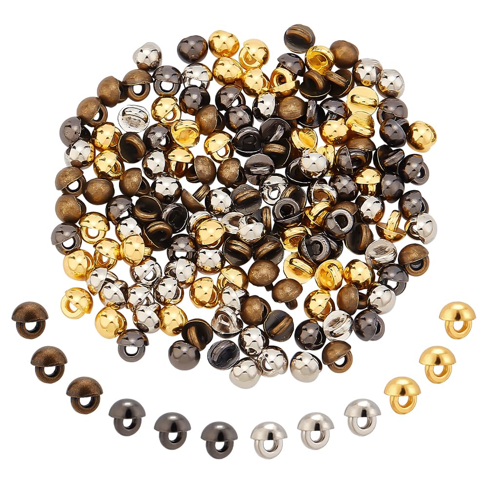 NBEADS 200 Pcs 4 Colors Mini Shank Buttons, 4mm Diameter Metal Blazer Buttons Sewing Buttons Mushroom Shape for Blazers Suits Sport Coat Uniform Jacket DIY Crafts