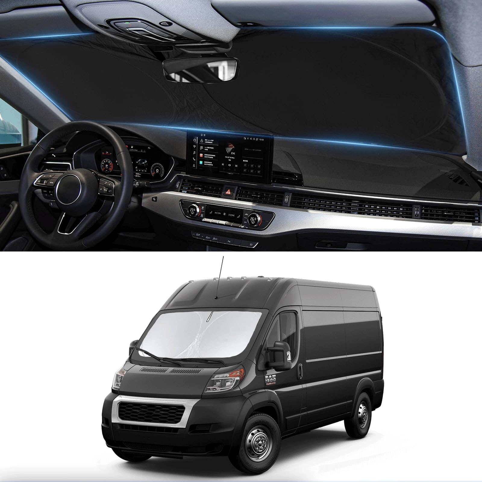 Windshield Sun Shade for 2014-2026 Dodge RAM ProMaster Sunshade