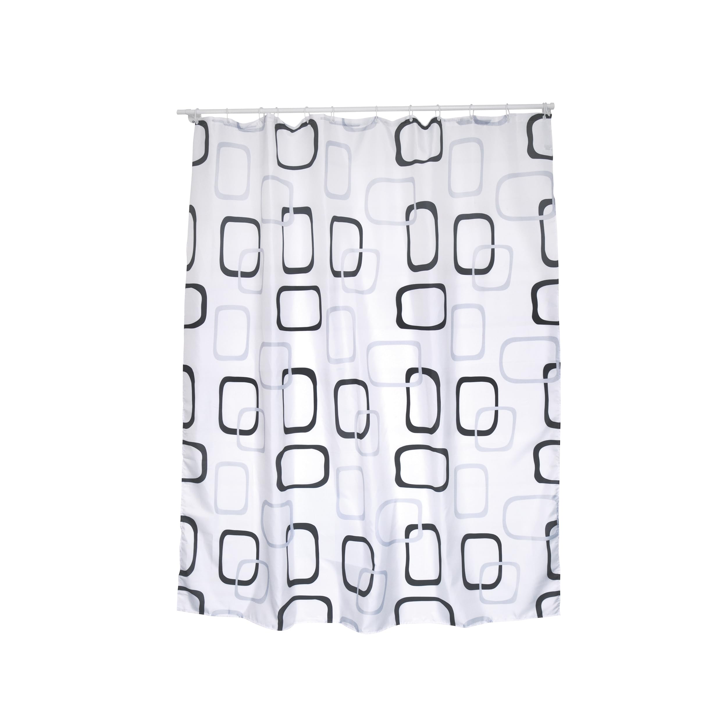 MSV "Rings Polyester Shower Curtain, Black/Blue, 200 x 180 cm