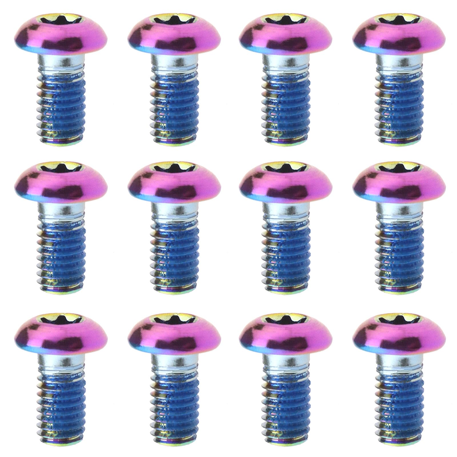 YINETTECH 12PCS Bicycle T25 Screws Alloy Colourful Bike Disc Brake Screws M5x10mm for Mountain Bike Cycling Replacement Components
