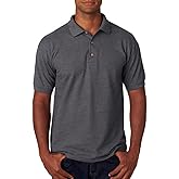 Fashion Gildan 3800 100% Cotton Pique Polo Dark Heather Large