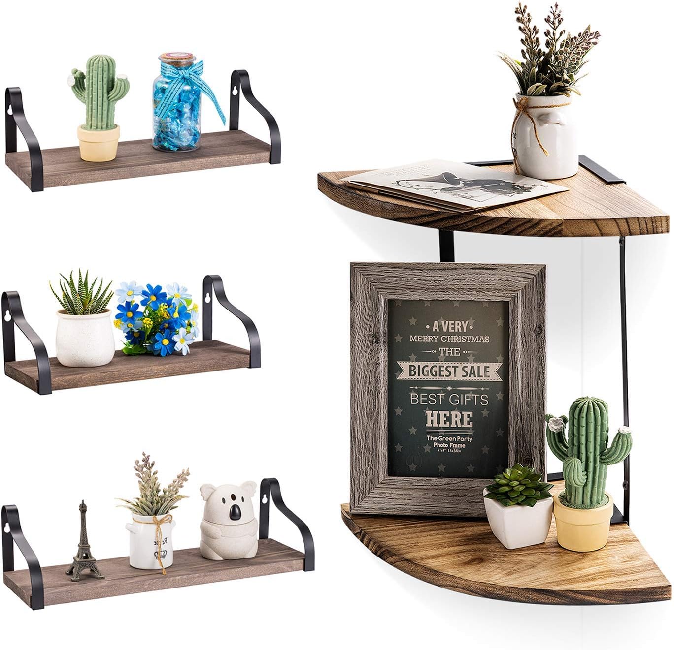 Amazon Com Nex Floating Corner Shelf Rustic Wall Shelves For Living Room Bedroom Furniture Decor