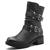 GLOBALWIN Women's Biker Boots, Black, GW-W21YY13, Ankle Boots, Bootie, Zip Closure, Block Heel, All-Day Comfort, Versatile, Ethically Made