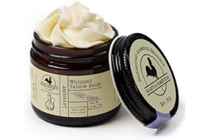 Hearth and Homestead: Handmade Whipped Tallow Balm, Organic, Moisturizer, Body Butter with Infused Olive Oil, for Eczema, Rosacea, Baby (Lavender)