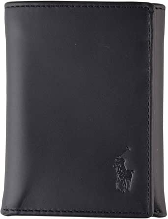 polo ralph lauren mens trifold leather wallet black