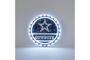FOCO Dallas Cowboys LED Metal Bottlecap Wall Sign, Distressed Design, Lighted Decor, 13.5 Inches