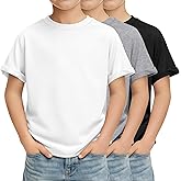 YooAurvox 3 Pack Boys Short Sleeve Shirts Summer Crew Neck Plain T Shirts Casual Kids Basic Tees Tops for 5-14 Years