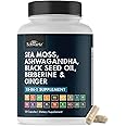 BioSchwartz Sea Moss Black Seed Oil Ashwagandha Ginger Supplement with Turmeric Berberine HCI Burdock Bladderwrack Resveratrol Elderberry Manuka Honey Apple Cider Vinegar ACV - 120 Sea Moss Capsules