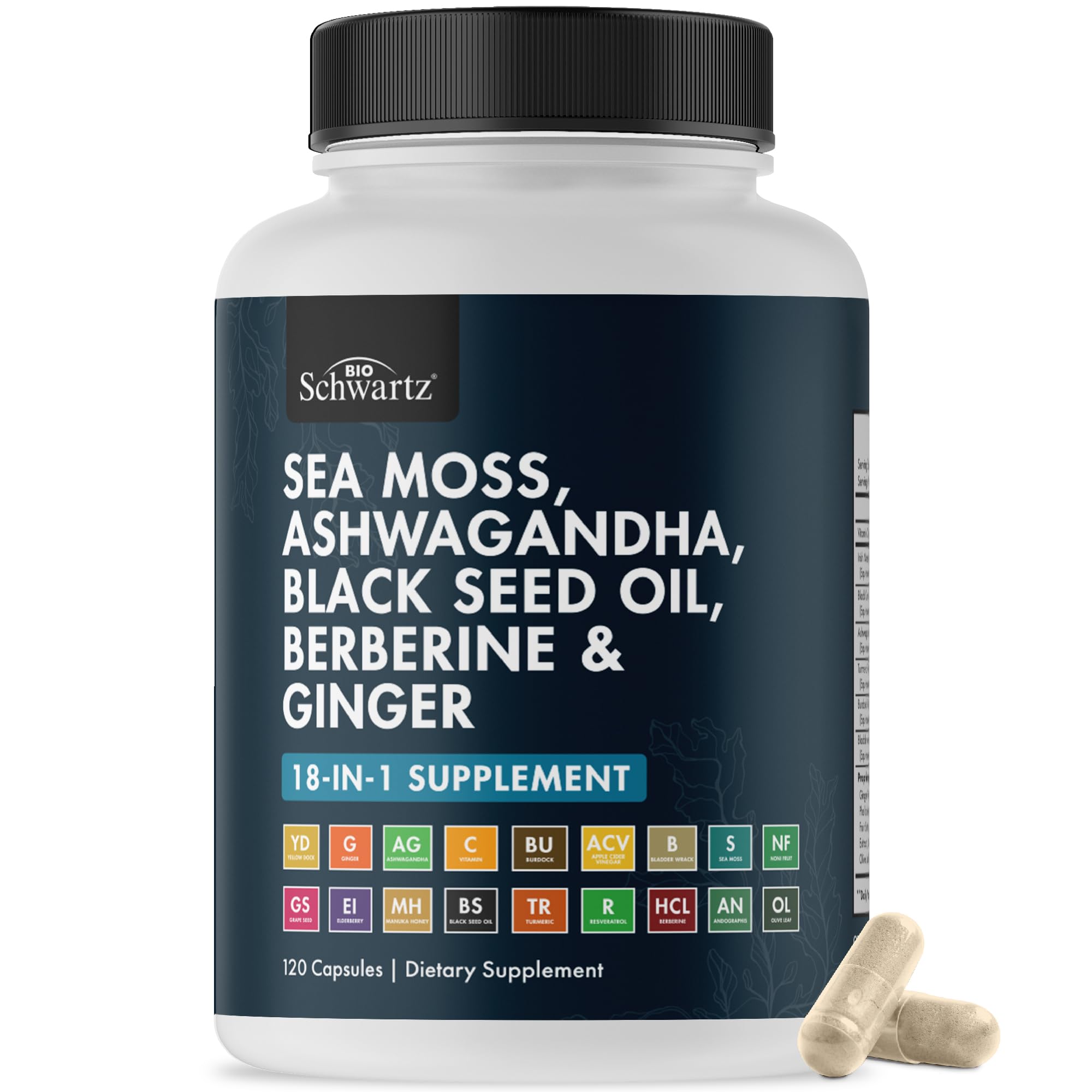 Sea Moss Ashwagandha Black Seed Oil Berberine & Ginger