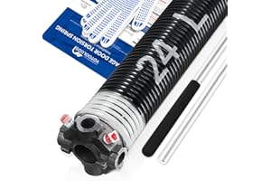 YoToolGDS Left Hand Wind（Black Cone）2" Garage Door Torsion Spring with Non-Slip Winding Bars & Gloves, High Precision Electrophoresis Black Coated, for Replacement, MIN 16,000 Cycles (0.218x2''x24'')