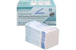 200 Pcs Self Sealing Sterilization Pouches 2.25” x 4” by Vastmed | Dual Indicators Autoclave Sterilizer Bags for Dental Medical Instruments Clean Tools
