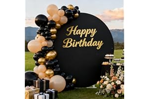 Socomi Round Arch Cover Spandex Fitted Arch Stand Covers Round Balloon Top Chiara for Wedding Birthday Party Baby Shower Ceremony Decoration Black 7.2FT