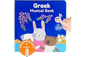 Cali's Books Greek Nursery Rhymes - Bilingual Children's Books, USB C Rechargeable, Interactive Musical Book for Baby, Toddlers, Bilingual Baby Books, Greek for Kids