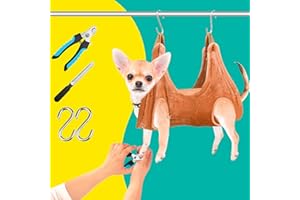 WSCXSC Dog Grooming Kit, Dog Grooming Supplies, Dog Grooming Hammock, Dog Grooming Harness, Dog Nail Clippers, Dog Nail Grinder, Hooks, Dog Hammock Kit for Nail Trimming/Hair Trimming(Coffee, XS)