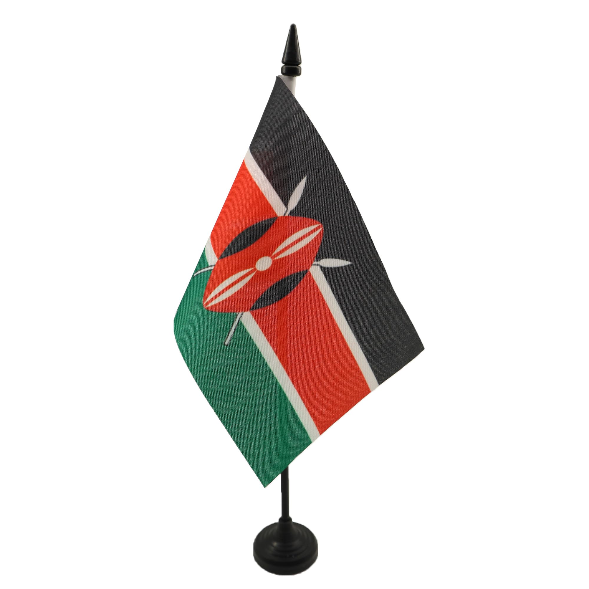 AZ FLAG - Kenya Table Flag 4'' x 6'' - Kenyan Office Mini Banner 100% Polyester 15 x 10 cm - Mini Desk Flag with 10'' Pole and Black Plastic Base