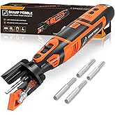 Sharp Pebble Cordless Lawn Mower Blade Sharpener &ndash; Lawnmower Sharpening Kit | Adjustable 20-40 Degree Angle Guide, Rotary Tool, Replaceable Wheel Bits &amp; Rechargeable Battery &ndash; Blade Removal Optional