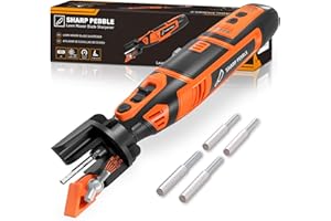 Sharp Pebble Cordless Lawn Mower Blade Sharpener – Adjustable 20°- 40° Angle Guide-Rotary Tool with Replaceable Sharpening Wheel Bits & Fast Rechargeable Battery – Effortless Precision for Lawn Care