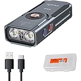 Fenix E06R 700 Lumen 3-in-1 EDC Keychain Flashlight, USB-C Rechargeable, Includes UV Light and Lumentac Organizer (Grey)
