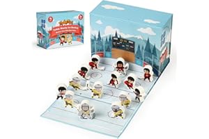 BUTTOYBROZ Toddy Woody Ice Hockey Playset Toy,Hockey Basics Educational Tools,Includes Wooden Player Figures,Cardboard Rink Background,Sports Board Game,Mini Table Pocket Hockey for Toddler Toy,Hockey Intro