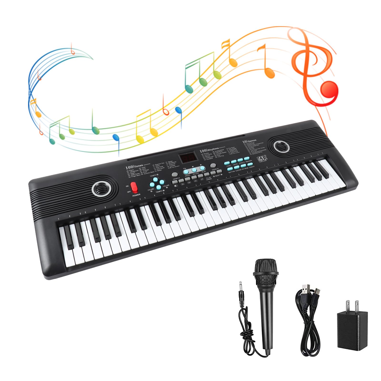 Photo 1 of 61 keys keyboard piano, Electronic Digital Piano with Built-In Speaker Microphone, Portable Keyboard Gift Teaching for Beginners