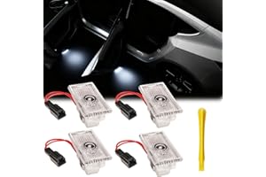 DAISYFANG 4 Pack 2025 Upgraded Car Door Logo Projector, HD Door Logo Lights, Ultra-Bright Welcome Light Puddle Lights, No Fade 3D Laser Ghost Shadow Light Compatible with Model 3 Y X S (T-Logo+Letters)