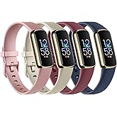 4 PACK Sport Bands Compatible with Fitbit Luxe Bands for Women Men, Soft Silicone Replacement Sport Straps Wristbands for Fitbit Luxe Fitness and Wellness Tracker