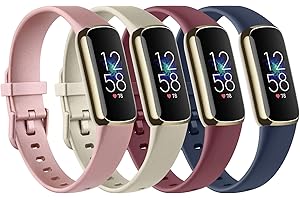 4 Pack Sport Bands Compatible with Fitbit Luxe Bands for Women Men, Soft Silicone Replacement Sport Straps Wristbands for Fit