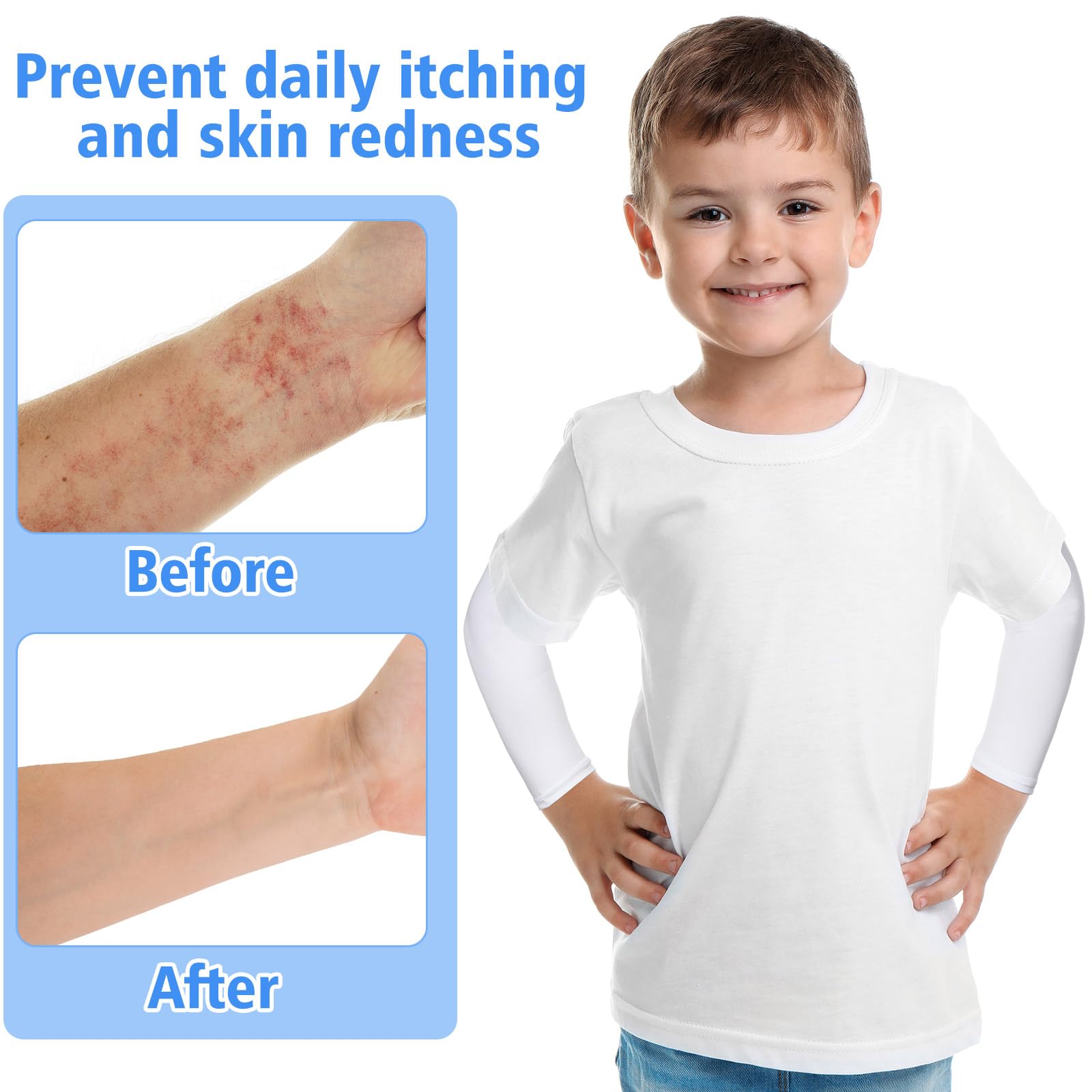 Eurzom 8 Pairs Eczema Sleeve for Kids Toddler Elastic Arm Sleeves Soft and Does Not Hurt the Skin UV Protection