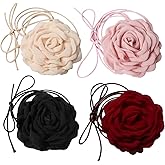 Cuizhiyu 4PK Flower Choker Necklace for Women,Big Rose Flower Chokers, Floral Choker Necklace for Party Bride Wedding Party Summer Necklaces…
