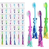 Akulgaci 100 Pack Kids Toothbrush Bulk Soft Bristles Toddler Cute Toothbrush with Suction Cup, Includes Travel Covers, Individually Wrapped Toothbrushes for Kid Home School Daycare Camp (Kangaroo)
