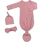 Baby Gowns 0-3 Months Soft Viscose Sleepers For Boy Girl, Breathable Newborn Sleepers With Mitten Cuffs