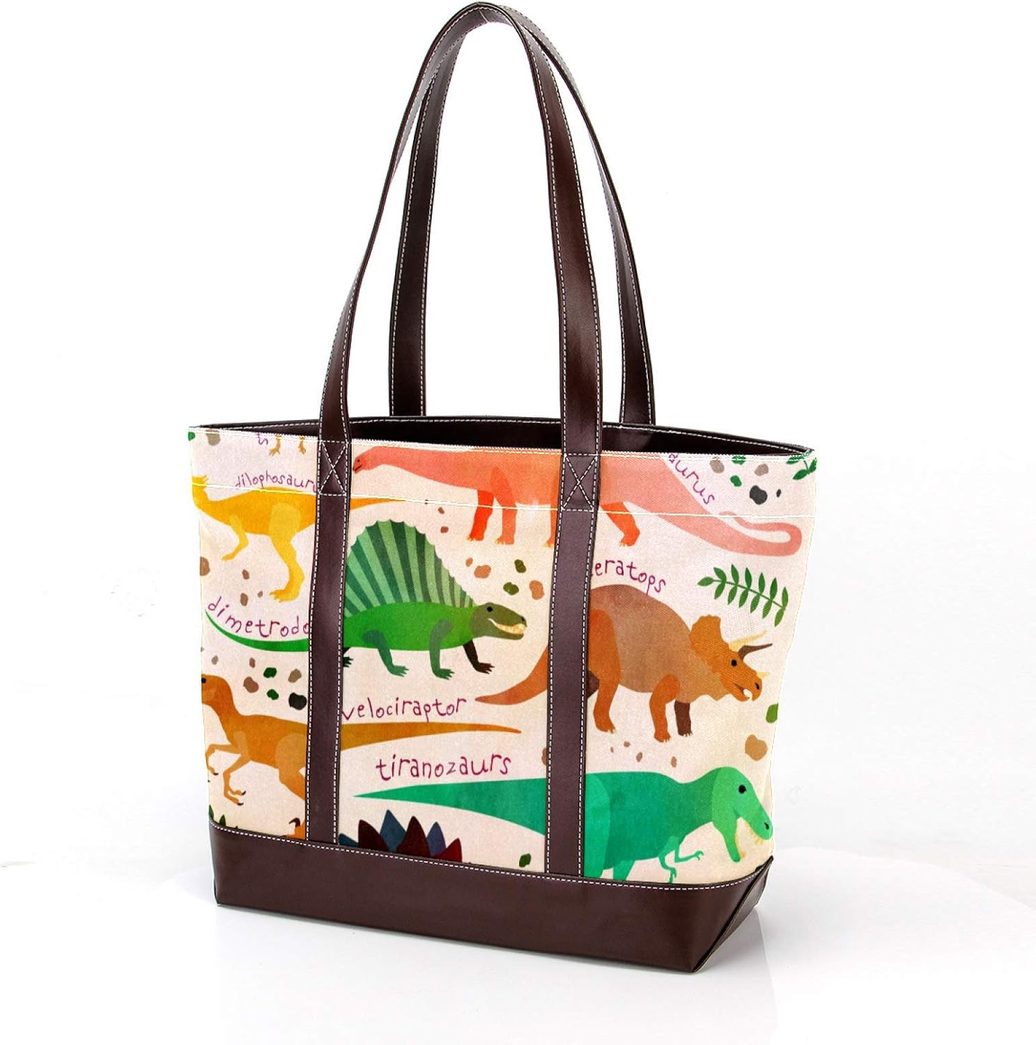 Colorful Dinosaurs Handbags Purse Shopping for Mother Women Girls Ladies Student Tote Bag