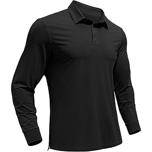 PINSPARK Men's Polo Shirts Long Sleeve Moisture Wicking Golf Shirts for Men UPF 50 Lightweight Work Casual Collared Shirt