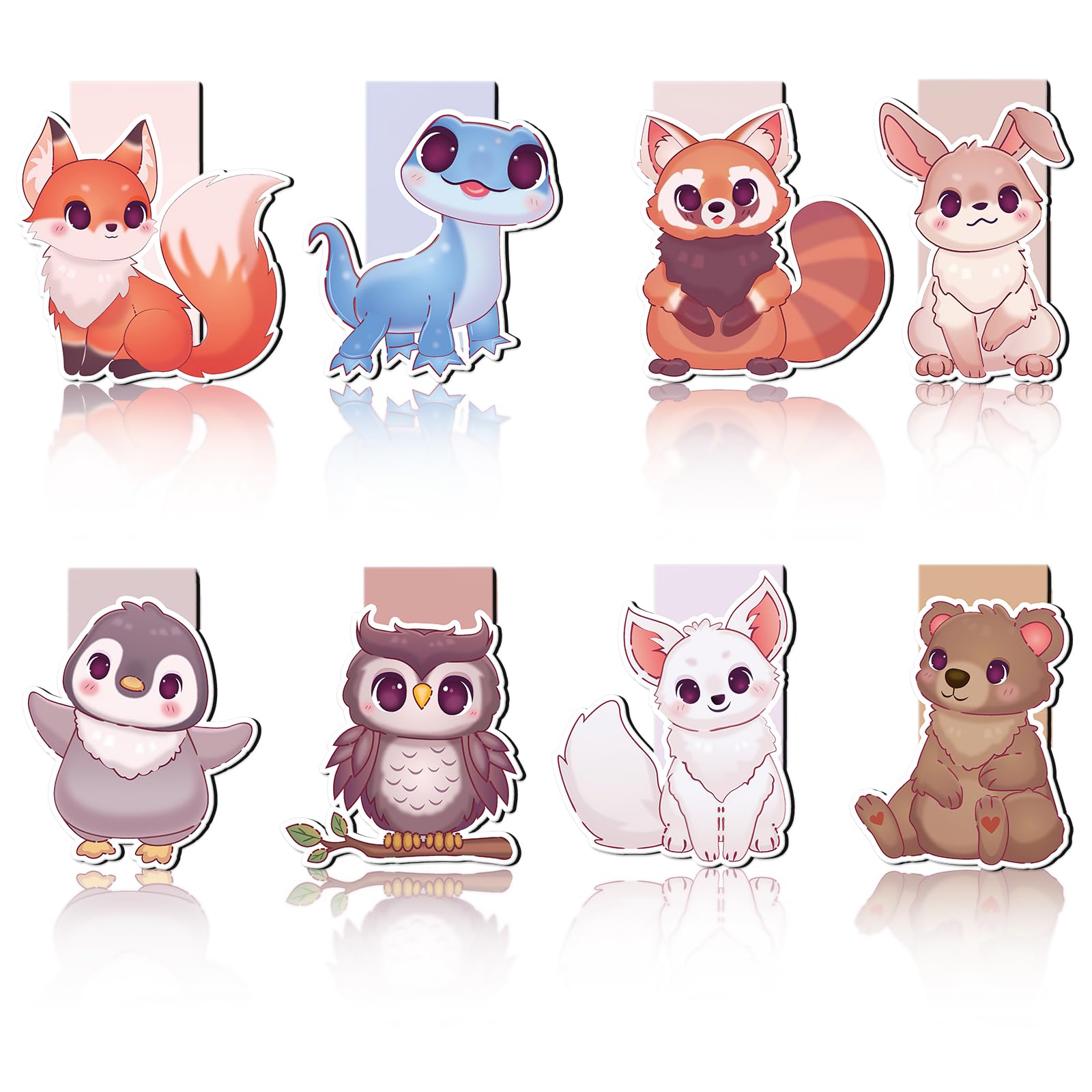 JSRQT 8 Pack Magnetic Bookmark Cute Animal Themed Book Marks Page Markers Clip for Students Teachers Personalised Assorted for Women Men Funny Lovers Gifts
