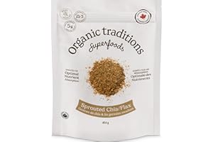 Organic Traditions Sprouted Chia and Flax Seed Powder, Made in Canada, Chia and Flax for Plant Based Non-GMO Superfood, 454g/