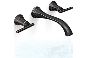 HOIGY Oil Rubbed Bronze Wall Mount Tub Filler, High Flow Bath Tub Faucet 2 Handles, Brass Bathtub Faucets with 8 Inch Long Spout Reach, Rough-in Valve