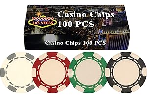 DA VINCI 100 11.5 Gram Poker Chips in Las Vegas Gift Box (6-Stripe), Use Blank or Print with UV Printer