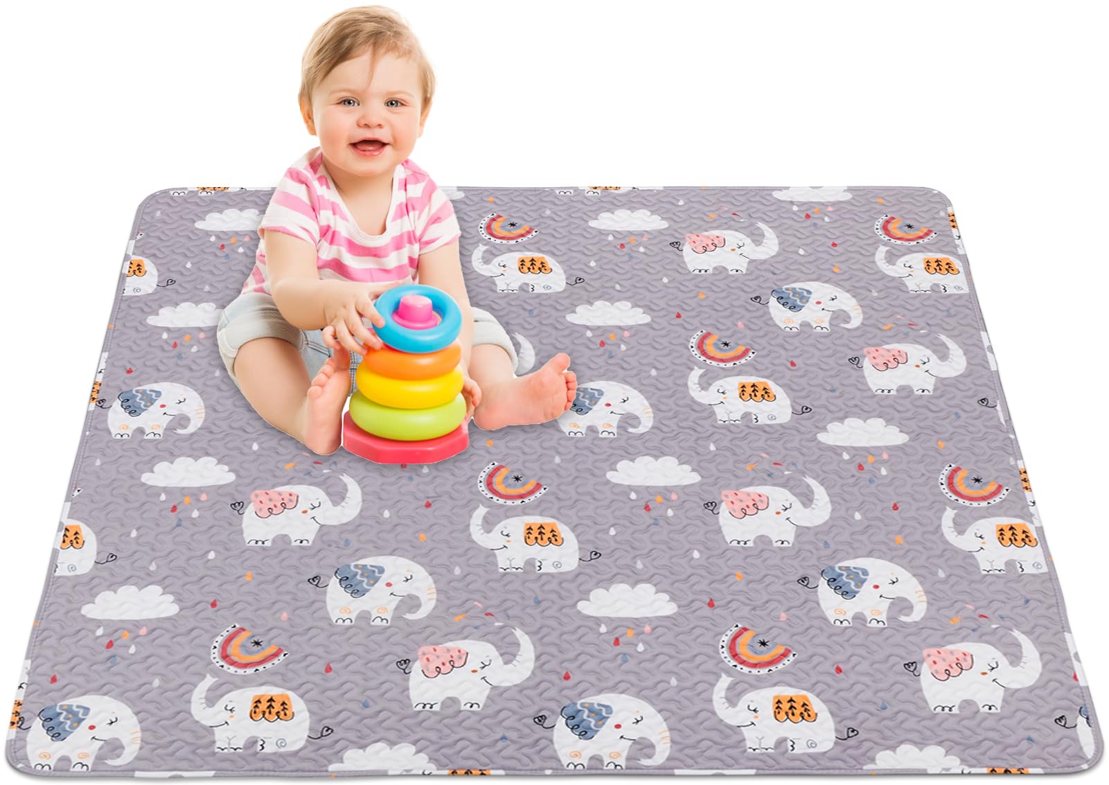 Large Baby Play Mat for Playpen 127x127 cm, Washable Portable Baby Floor Playmat, Non Slip Foldabe Infant Crawling Mats, Tummy Time Mat Pad for Toddlers Baby Play Pen Mats for Home Or Travel — image 1