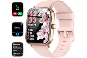 QUICAN Smartwatch for Men Women, Alexa Built-in, 1.8" Fitness Tracker, IP68 Waterproof Smartwatch for Android & iPhone with Bluetooth Call (Answer/Make), Heart Rate/SpO2/Sleep Monitor/Pedometer, Pink