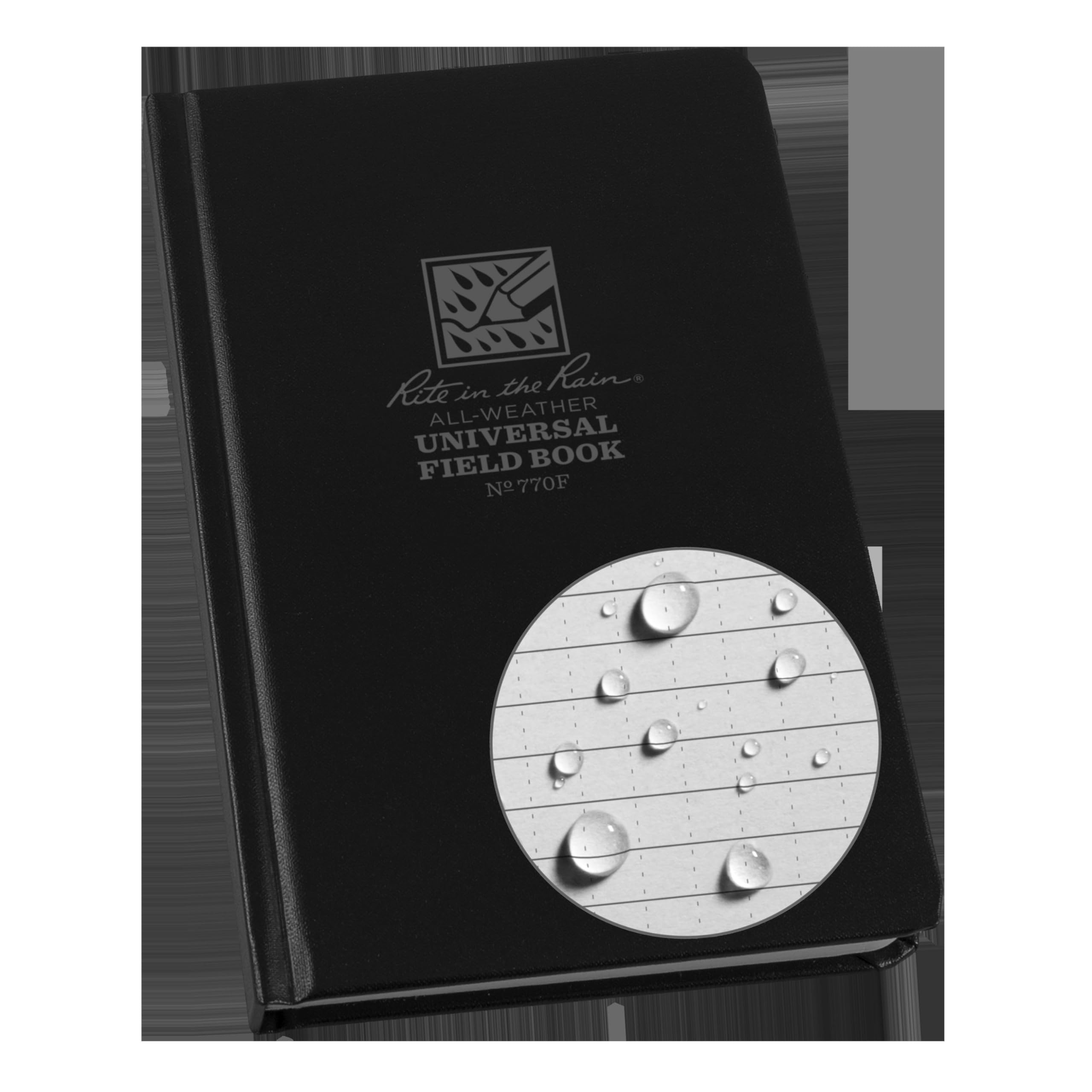 Rite in the Rain Waterproof Paper Fabrikoid Side Bound Book Black 160 pages 80 Sheets Grey Waterproof Paper Imperial & Metric Rulers Numbered pages Legally Defensible Sewn Bound Case 43/4 Inch x 71/2-Inch