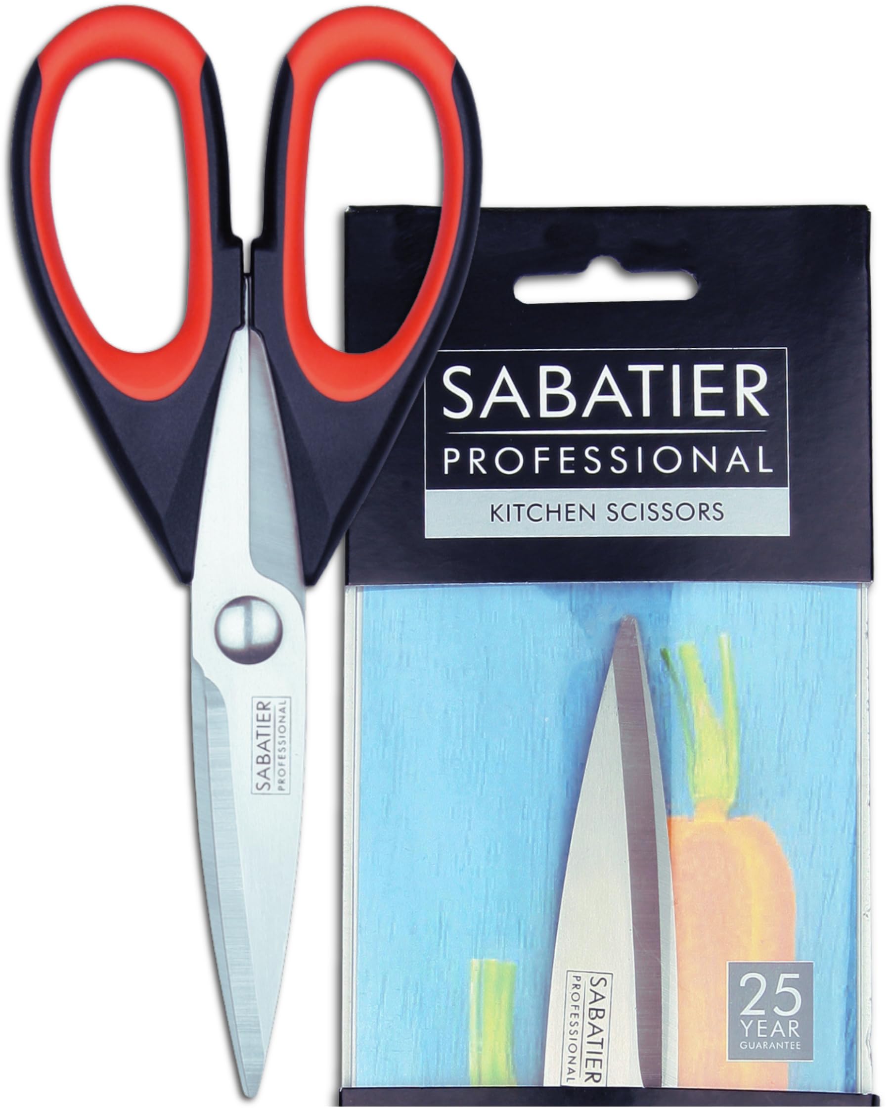 Sabatier Professional All Purpose Kitchen Scissors – Heavy Duty 22cm Stainless Steel Cooking Shears with Soft Grip Handles. Perfect for Meat, Poultry, Herbs, Vegetables & Packaging. Dishwasher Safe