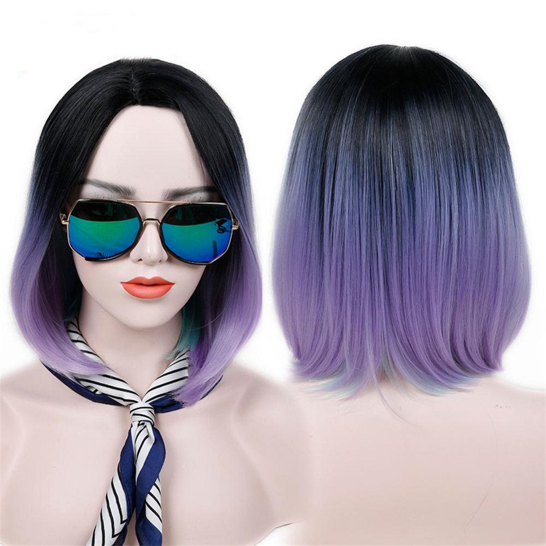 Amazon Com Pink Purple Grey Short Straight Heat Resistant